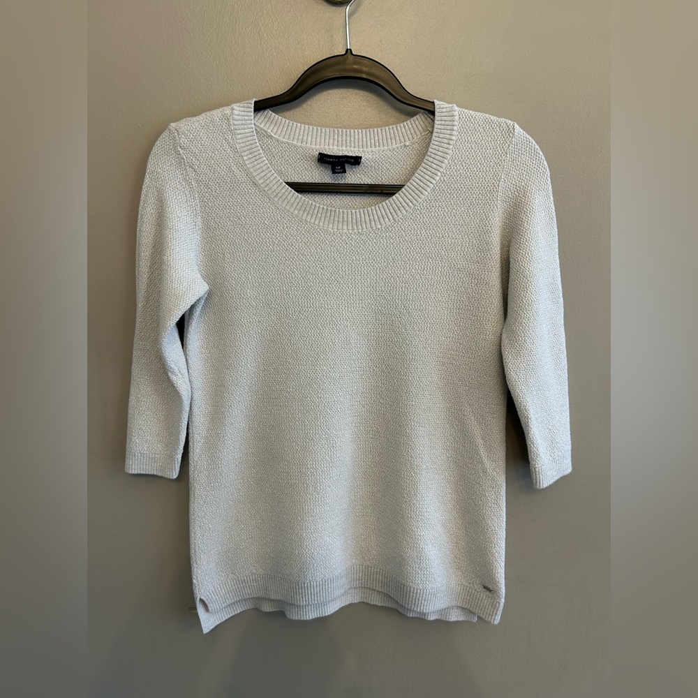 Tommy Hilfiger silver sparkle sweater 1/2 sleeve size S